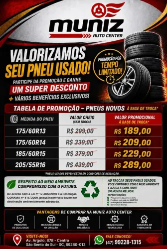 Os Pneus Mais Baratos de São Bento do Sul e Região
