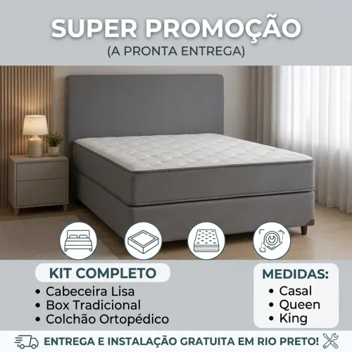 Kit Box,Colchão e cabeceira