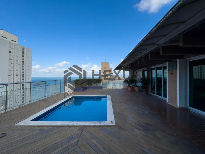 Cobertura com piscina, churrasqueira, vista mar, quadra mar, Praia das Pitangueiras, 3 qua