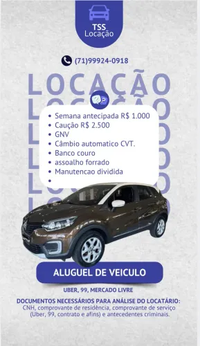 Alugo captur Uber , 99, particular 