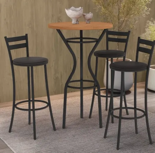 Conjunto Bistrô Siena com 3 Banquetas Jade