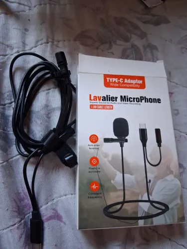 Microfone lapela com cabo tipo c