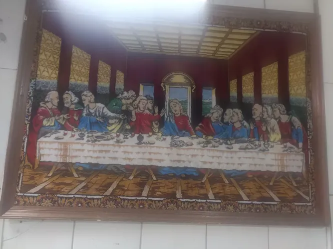 Quadro tapeçaria santa ceia veludo