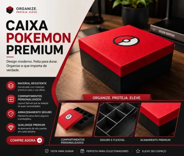 Caixa BoxCard Pokebola Pokémon Grande
