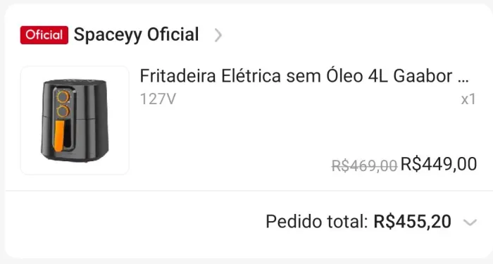 Fritadeira elétrica sem óleo 4L Gaabor Airfryer