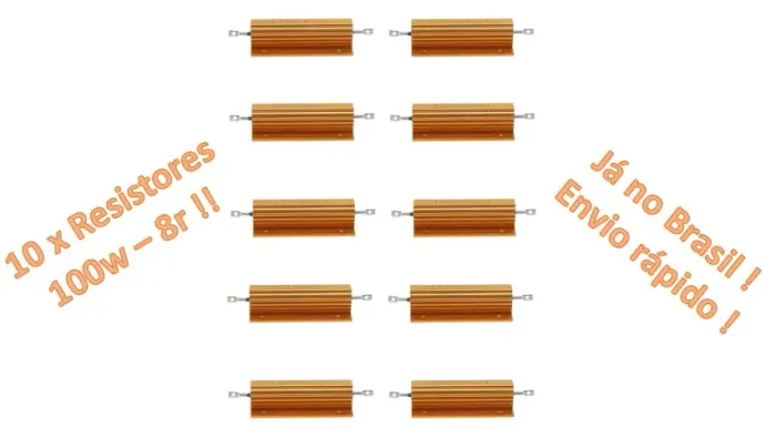 Kit de 10 Resistores De 8r Ohmns E 100w Atts Já No Brasil Kit Novo