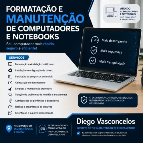 FORMATAÇÃO E MANUTENÇÃO DE COMPUTADORES E NOTEBOOKS