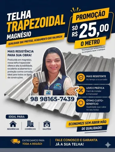 Telha magnésio direto de fábrica 