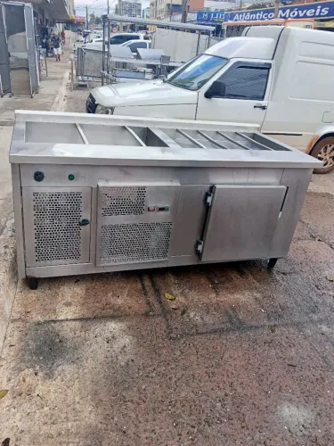 Balcão inox pista fria e quente 2 em 1