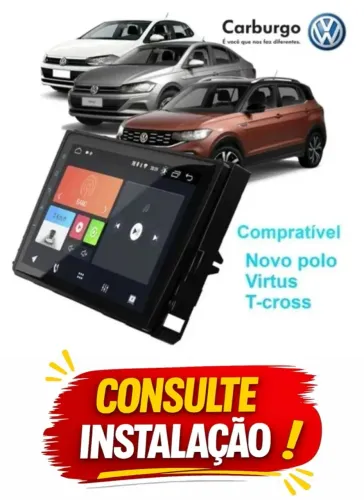 Central Multimídia Polo Virtus Tcross Nivus Android 9Pol Carplay Gp Instalação Grátis 