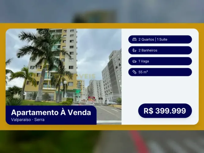 Incrível Apartamento de 2 Quartos com Suíte em Valparaíso
