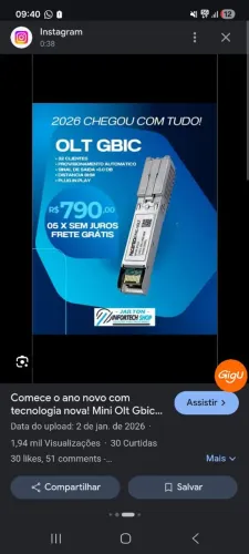 Mini OLT Gbic super 32 clientes