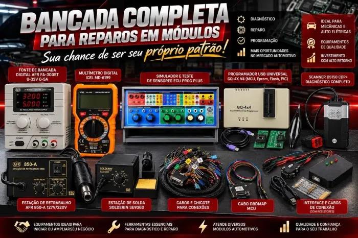 Bancada completa de reparo de módulos