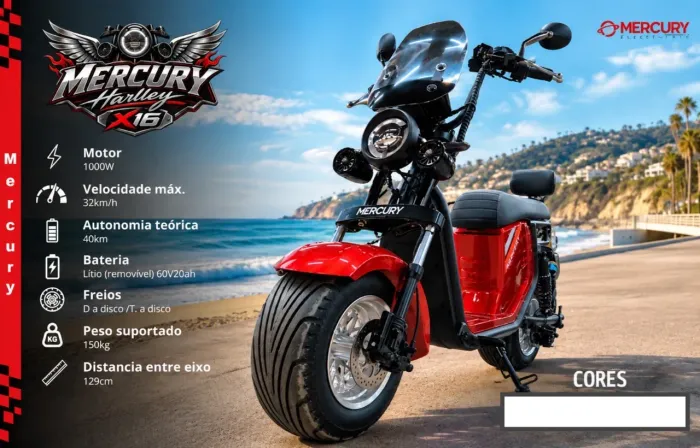 SCOOTER ELETRICA HARLLEY X16 1000W