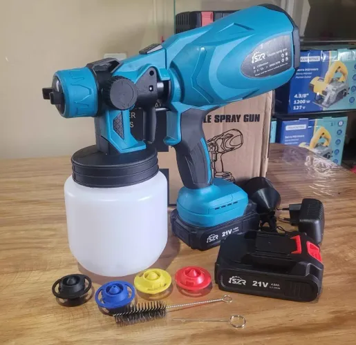Pistola de Pintura Pulverizadora Portátil à Bateria 21V Recarregável produto novo