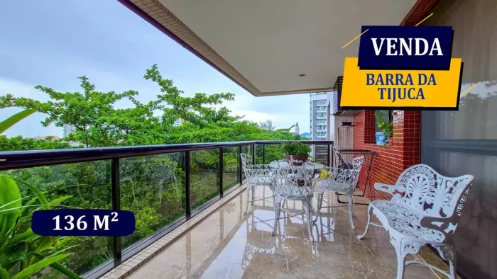 BARRA DA TIJUCA CONDOMÍNIO SANTA MONICA 136M² VARANDÃO 4 QUARTOS 3 SUÍTES 2 VAGAS LAZER CO