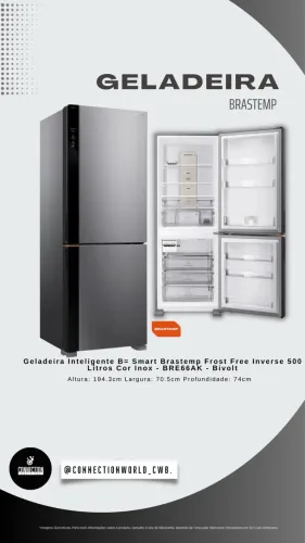 Geladeira Inteligente B= Smart Brastemp Frost Free Inverse 500 Litros Cor Inox BRE66AK -
