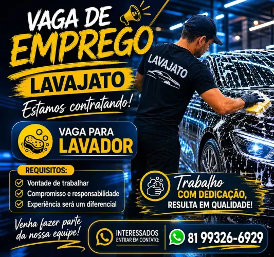 Vaga para lavajato, lavador de veiculos, estética automotiva