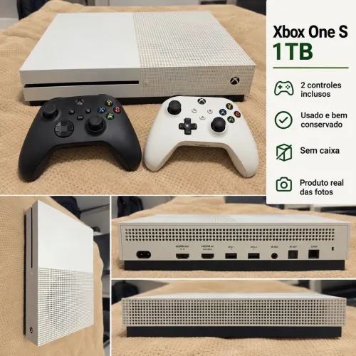 Xbox One S 1TB + 2 Controles, Usado e Bem Conservado