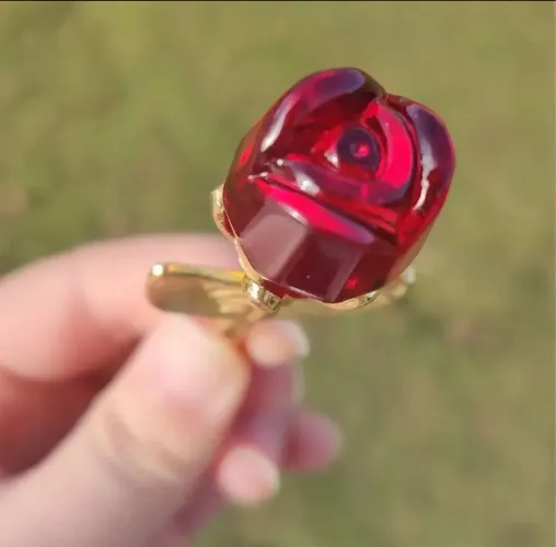 Flor Rosa de Cristal Presente Dia dos Namorados Vidro caixa