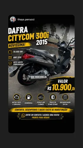 Dafra citycom 300i 2015 novíssima