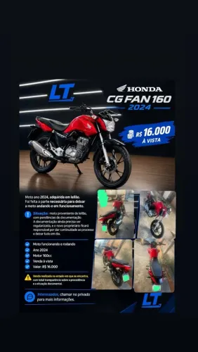 HONDA CG 160 FAN 2024 VERMELHA