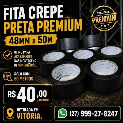 Fita crepe preta Premium 48mm x 50m