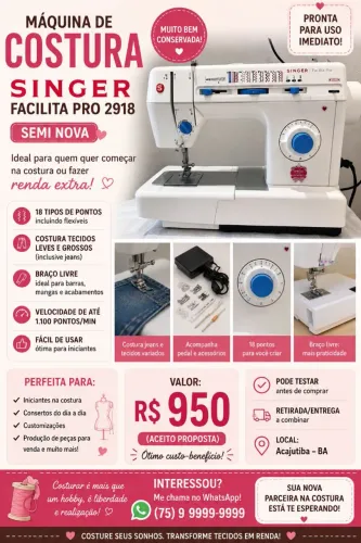 Máquina Singer facilita pró 2918