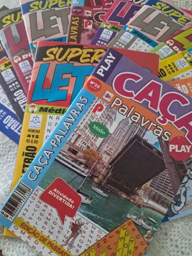 Kit 50 revistas Passatempos variados - CAÇA-PALAVRAS SUDOKU CRUZADAS LETRIX NUMERIX CRIPTO