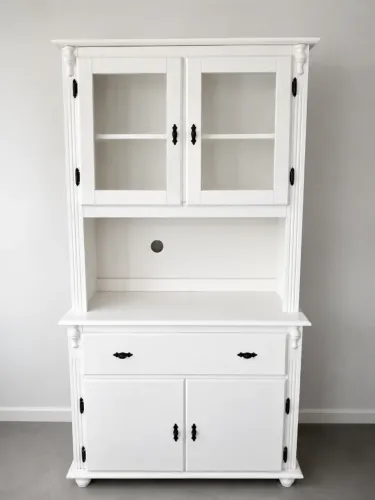 Cristaleira / Buffet Provençal Branco com Gaveta e Vidros