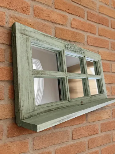 Espelho com prateleira 74x37 verde