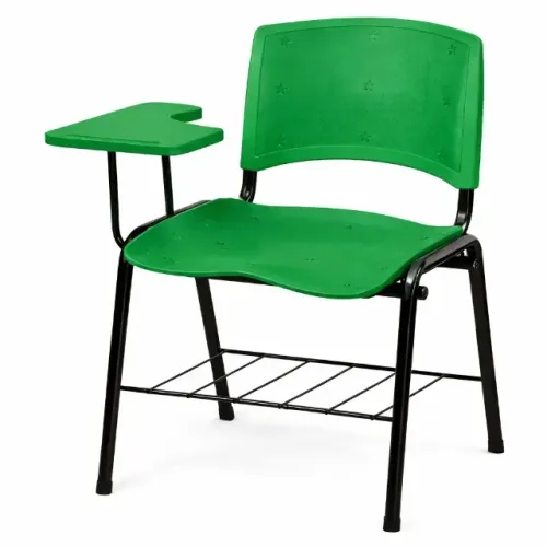 Carteira Universitária Escolar Verde com Prancheta Plástica Verde 