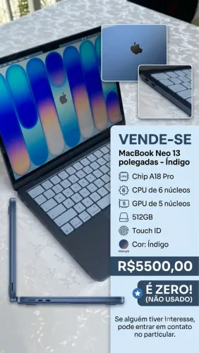 MacBook Neo Touch ID 512gb Índigo