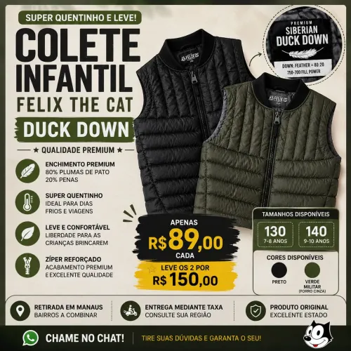 COLETE INFANTIL FELIX THE CAT<br>? Duck Down - 80% Plumas de Pato