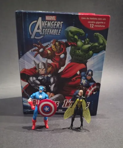 Kit Avengers Capitao America Vespa Marvel Universe 10cm Livro Caixa Cenario