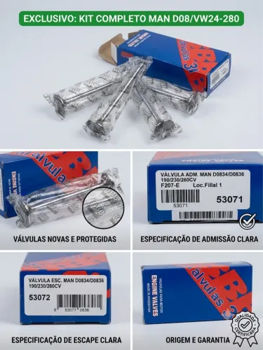 Válvulas De Admissão E Escape Motor MAN D08