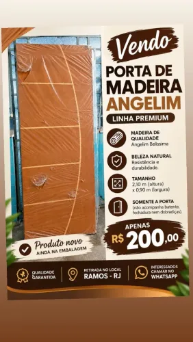 Porta de Madeira Angelim 2,10 x 0,90 m - Nova na Embalagem