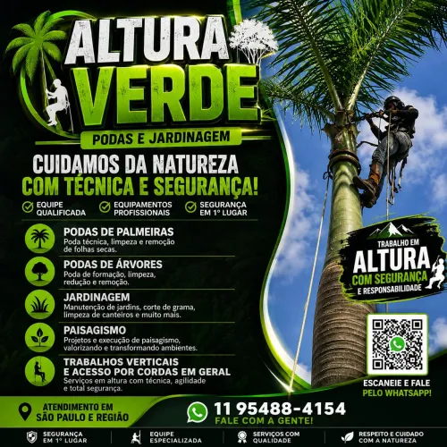 Serviços de podas de arvores ou palmeiras.eiras altas e jardinagem 