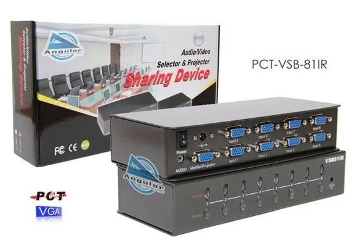 Chaveador Switch VGA 8 Portas com IR e controle PCT - PCT-VSB81IR
