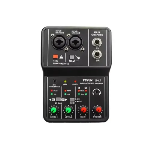 Mesa Interface de audio Gravação Mic Condenser Phanton power