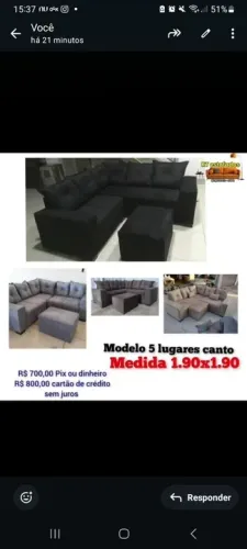 Sofá com puff de brinde