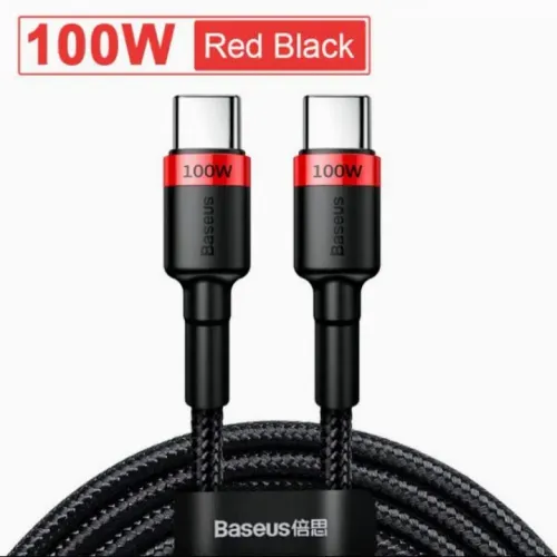 Cabo Baseus reforçado carga rápida 3.0 USB-C/Tipo-C 5A 100W 1M