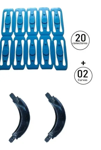 kit 20 conector + 02 curvas 90 graus compatível com pistas hot wheels gasland diorama
