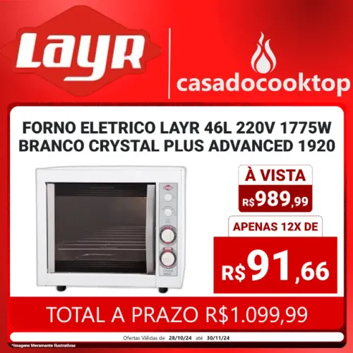 Forno elétrico Layr 46l 220v 1775w branco Crystal Plus Advanced 1920