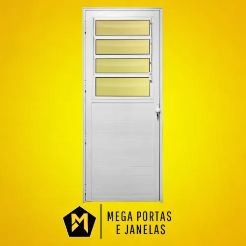 Porta Basculante Lambril Alumínio Branco - Linha 25 (Completa)
