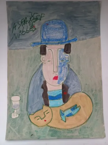 Pintura de Asfaduroff Nibbes - Quadro em óleo sobre cartão 