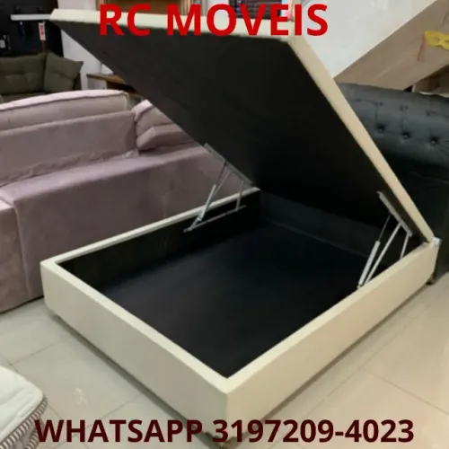 Cama Box Baú Casal Inteiriço 1,38x1,88 com Pistão a Gás