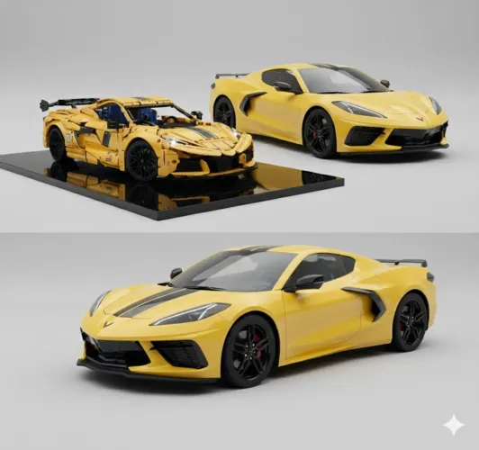 BLOCOS DE MONTAR CORVETTE 3788 PEÇAS + KIT DE MOTORIZAÇÃO E CONTROLE REMOTO MARCA GULY