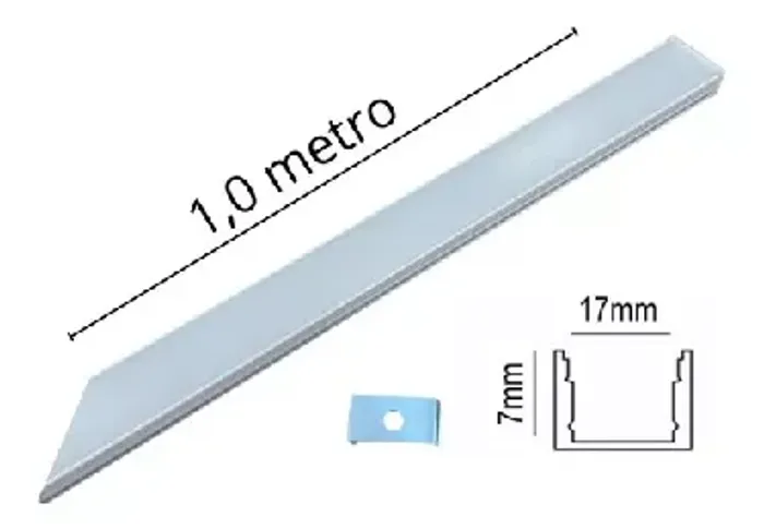 Perfil De Led Sobrepor Branco Slim 1 Metro Largura 17mm P/ Fita Led