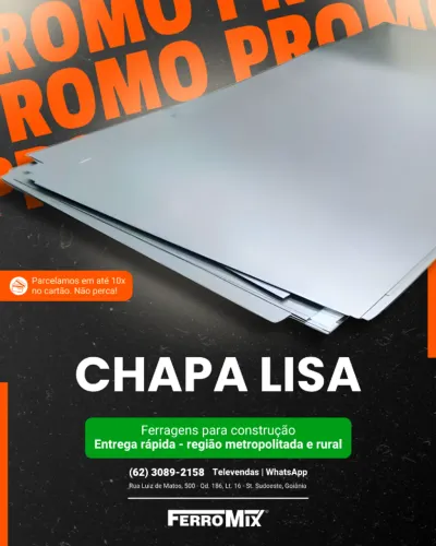 Chapa lisa - Chapas para Serralheria e Construção - Entrega rápida e parcelado em 10x